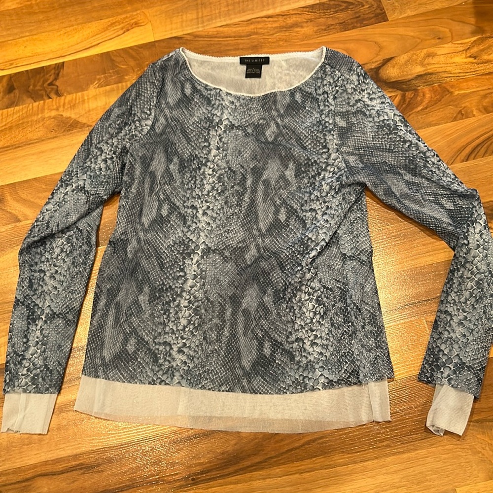 VTG Y2K The Limited Mesh top snakeskin animal‎ print large blue